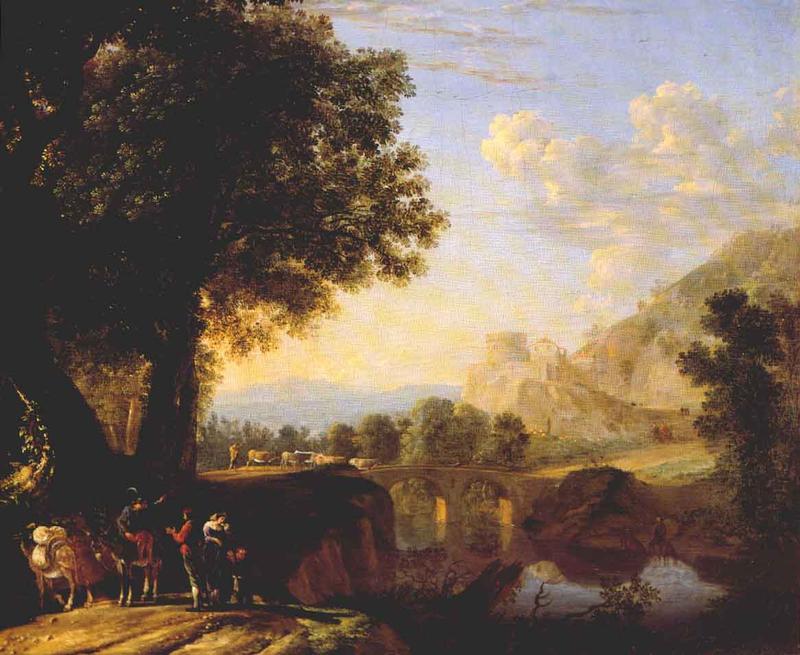 SWANEVELT, Herman van Italian Landscape with Bridge and Castle ar oil painting image